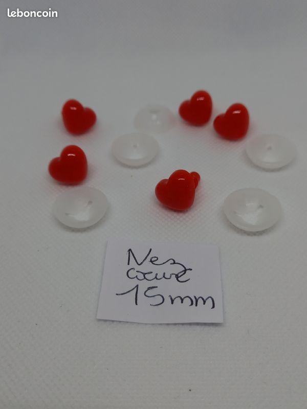 Lot de 5 cœurs rouge de sécurité 15 mm (image 1)