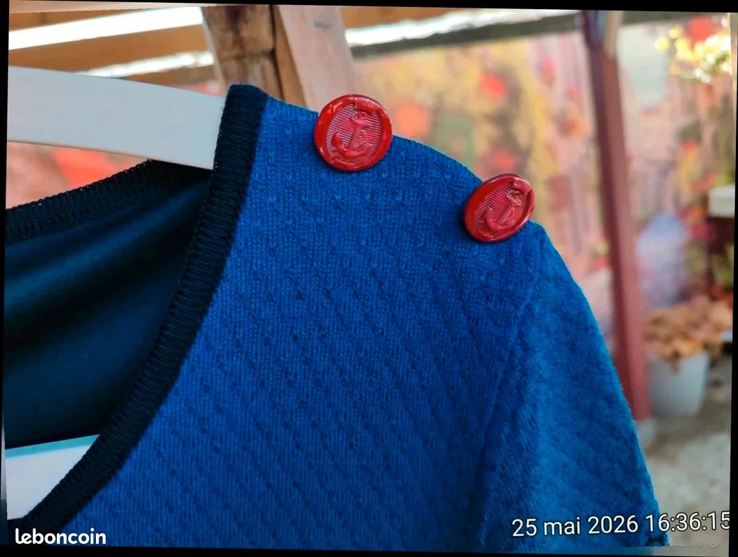 Robe En Maille Olga Santoni style Marine / marinière - Taille 46 (ESP) / 44 (FR) (image 3)