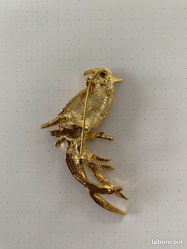 Broche SFJ vintage en forme de colibri doré - Canada