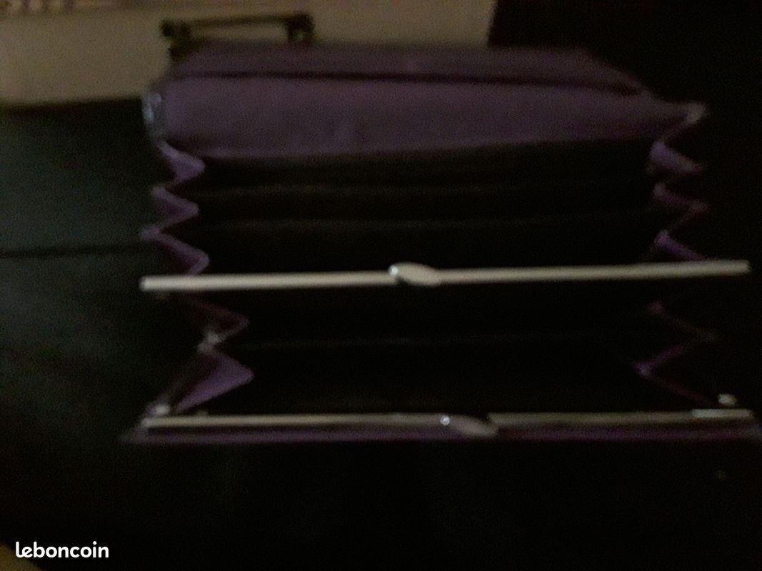 Portefeuille et porte monnaie simili cuir fleuri violet (image 4)