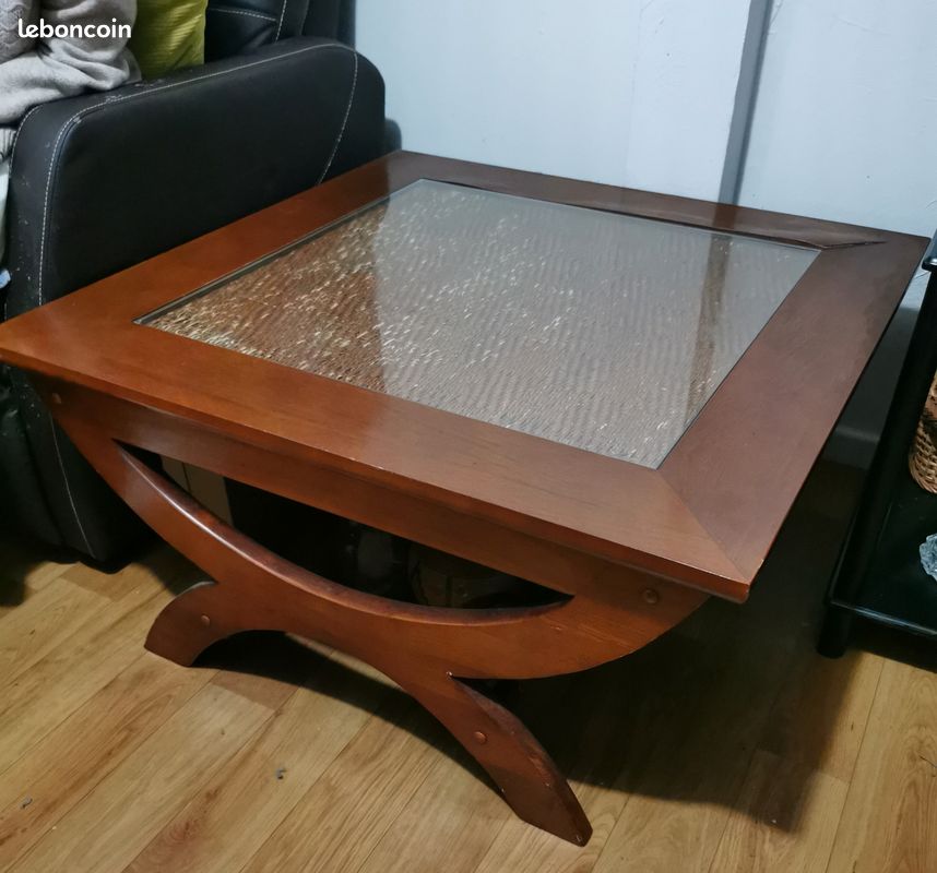 Table basse acajou et verre (image 3)