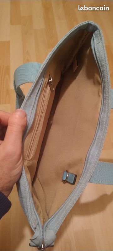 Sac à main LANCEL en tissus bleu ciel (image 3)