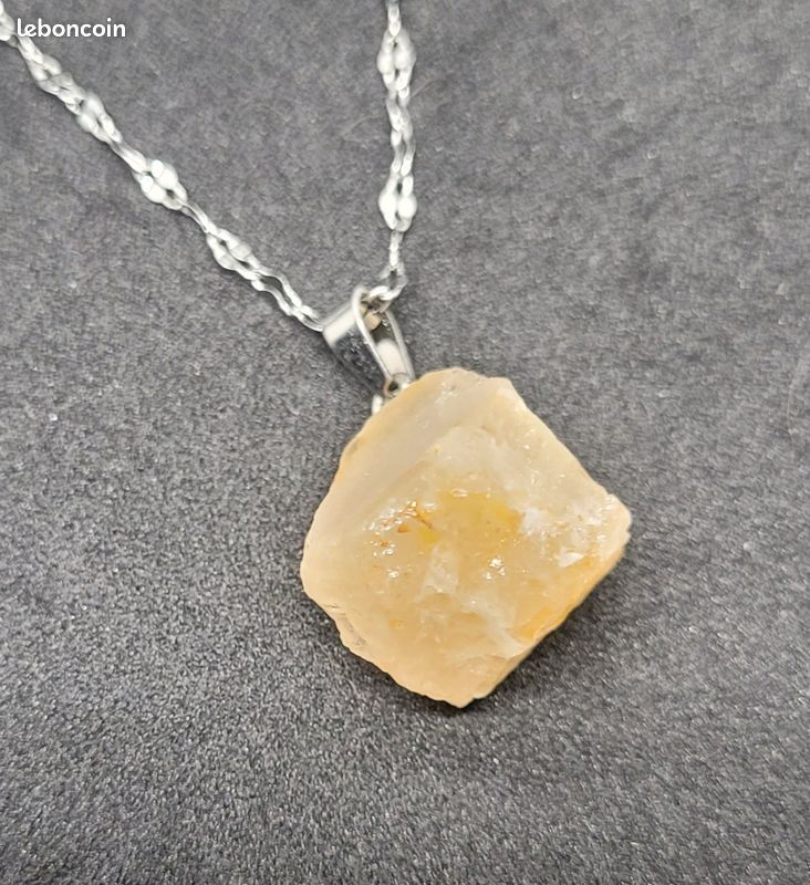 Pendentif Pierre Naturelle – Chaine acier inoxydable – Neuf – 6 (image 1)