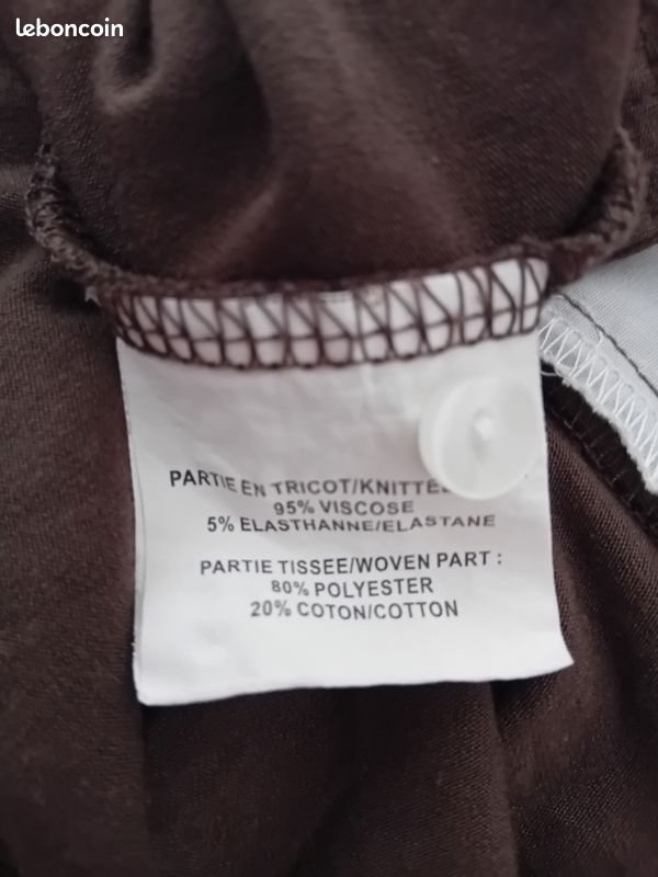 Tee shirt femme marron et blanc sans taille (image 4)