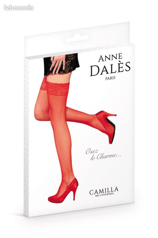 Bas Voile Haut Dentelle Rouge Anne D'Alès - Neuf Avec étiquettes - Pour Femme