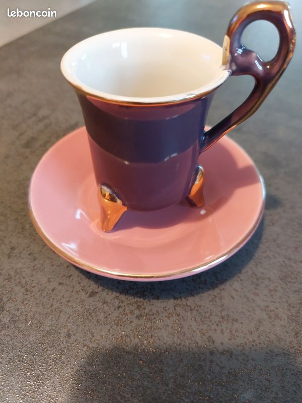 Lot De 5 Tasses Et 8 Soucoupes Geneviève Lethu – Touraine, écru Et Marron