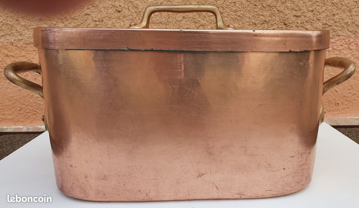 L. ALTIER Braisière en cuivre étamé 5.3 kg ancienne (image 3)