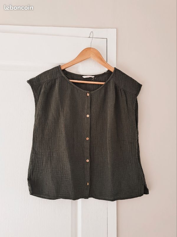 Haut d'été coton gauffré Camaïeu taille 40 (image 1)