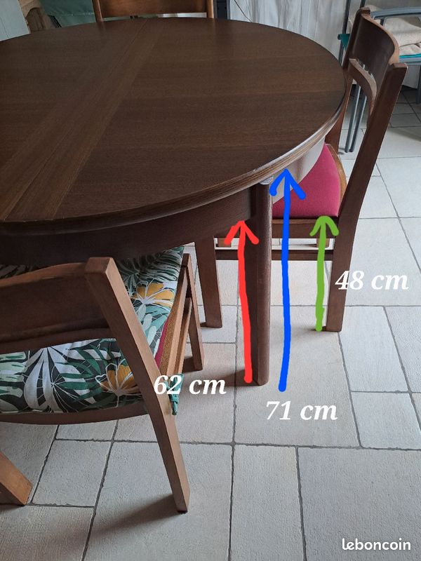Table ronde 120 avec rallonge 6 chaises (image 4)