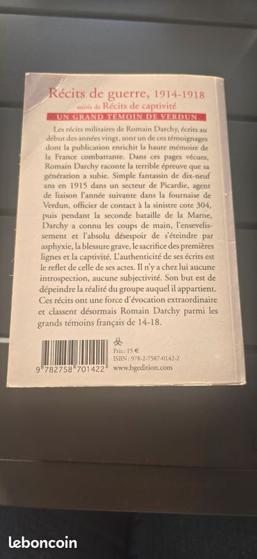 Récits de Guerre 1914-1918 et de captivité. Romain Darcy. Histoire. 09-13 (image 2)