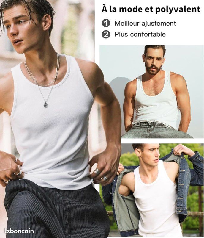 Lot de 3 débardeurs homme 100% coton taille M (image 1)