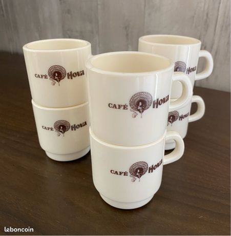 Set de 6 tasses expresso en céramique colorée déco bistrot