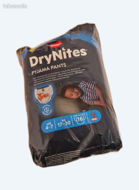 Couches Drynites 4-7 ans pour 17-30kg paquet neuf de 16 pants (image 1)