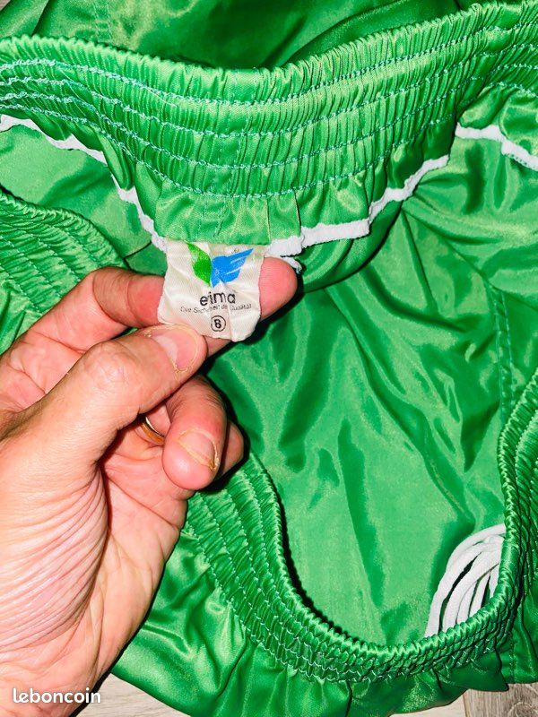 Short HEURTEFEU vintage nylon vert année 80 sport brillant satin France 42 84 M