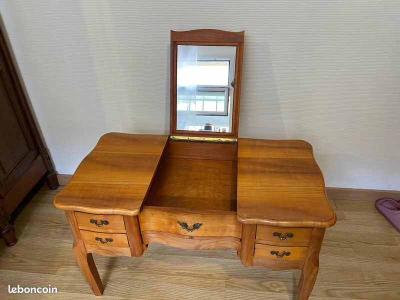 Coiffeuse / maquilleuse vintage en bois (image 1)