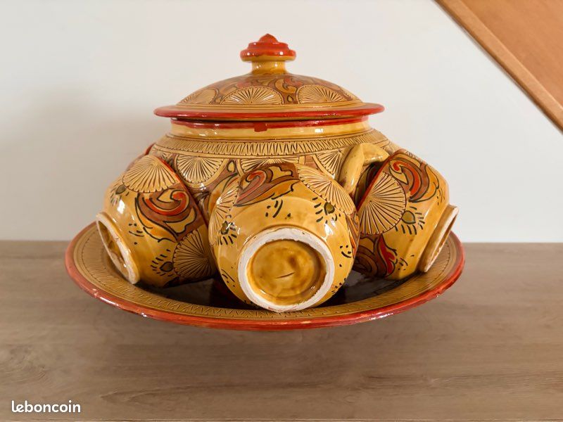 Grand service à tajine marocain complet – peint à la main – état impeccable (image 1)