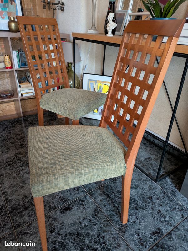 2 Chaises Effezeta italiennes bois et tissu (image 1)