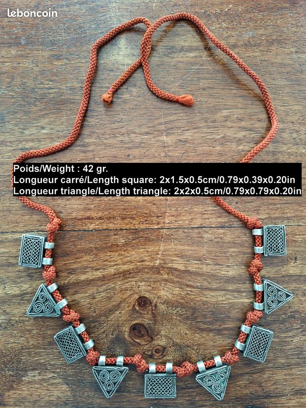 Collier Ethnique Ancien Tribal Chaman - Motif éléphant, Origine Inde, Occasion Porté