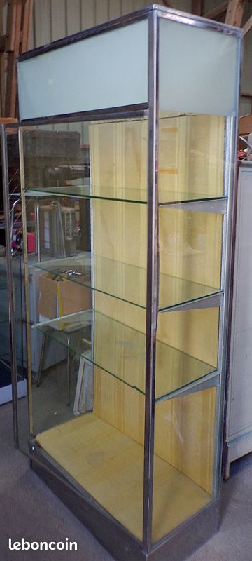 Vitrine vintage commerce meuble de métier industriel (image 1)