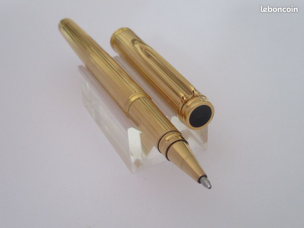 Stylo Roller Waterman Gentleman Milleraies - Plaqué Or - Comme Neuf, Jamais Servi - Avec Recharge