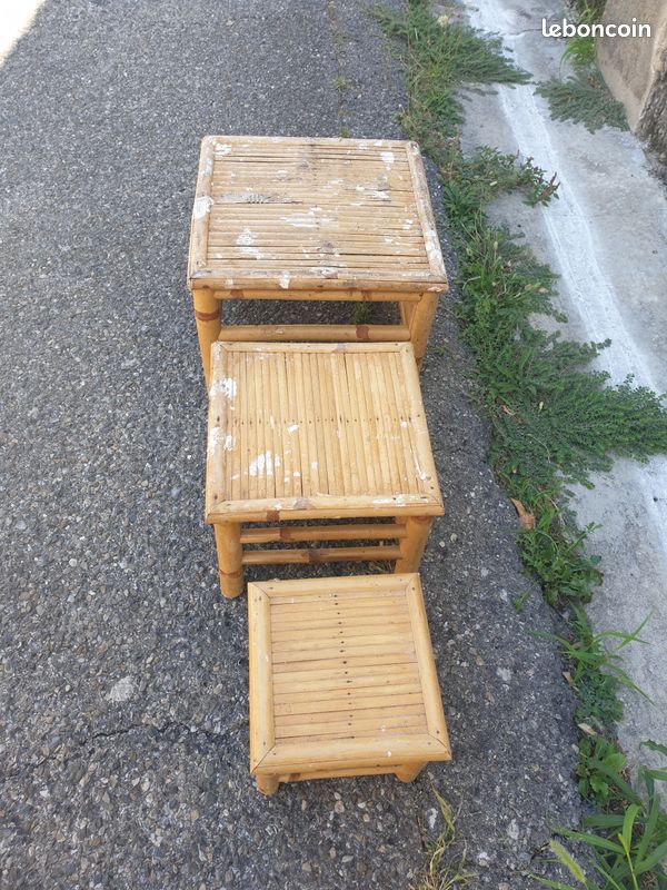 3 petits tabourets en bambou (image 2)