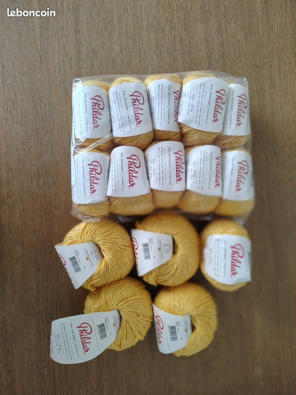 Lot de 15 pelotes 30%lin PHIL ARTISANE SOLEIL OR 50 g neuf (image 1)