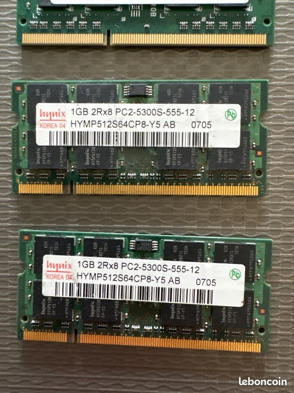 Lot De 5 Barrettes Mémoire RAM PC2 Ou PC3 - Occasion Fonctionnel - Diverses Marques