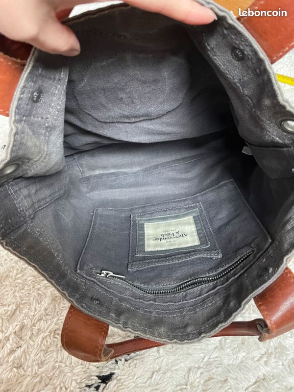 Tote bag Abercrombie gris coton et cuir (image 4)