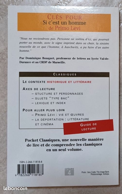 Livre Primo Levi, Clés pour Si c'est un homme (image 2)