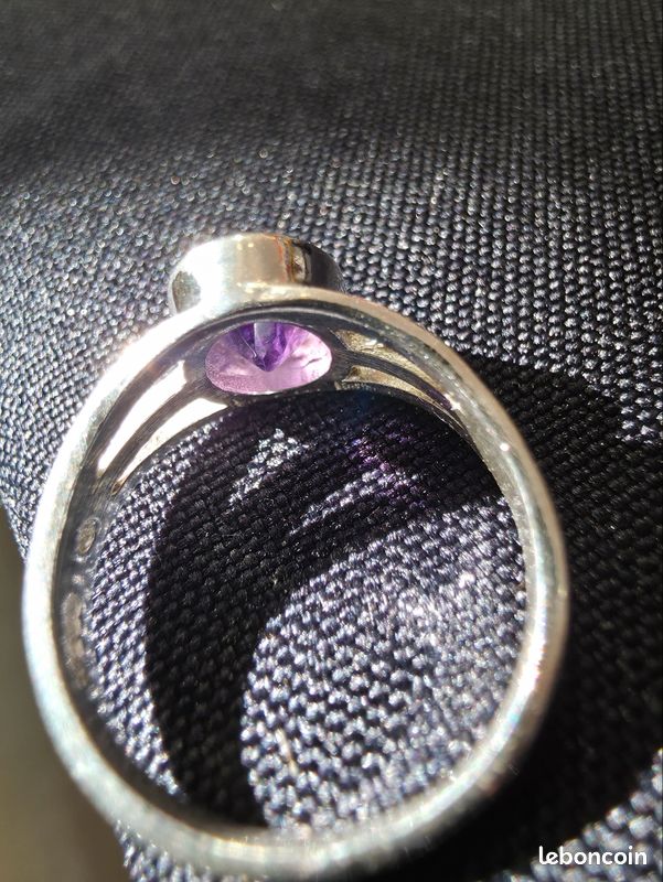 Alliance Femme Argent 925 Rhodié - Taille 54, Sertie D'un Demi-rail D'améthystes Et Cz - Marque Dolly-Bijoux, Neuve