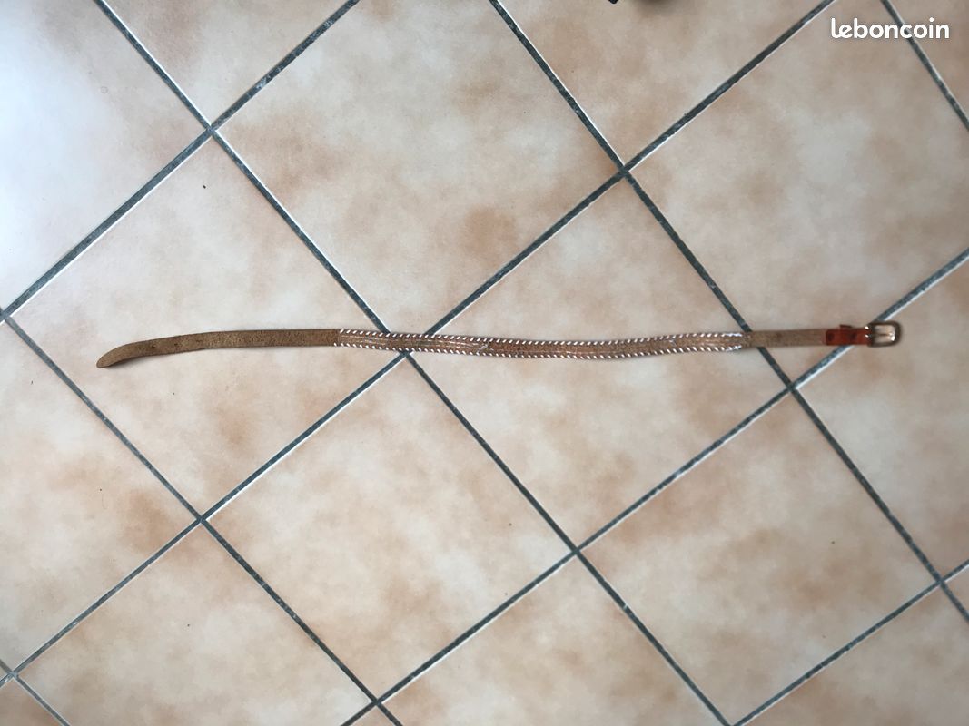 Ceinture indienne cuir et perles brodées (image 2)