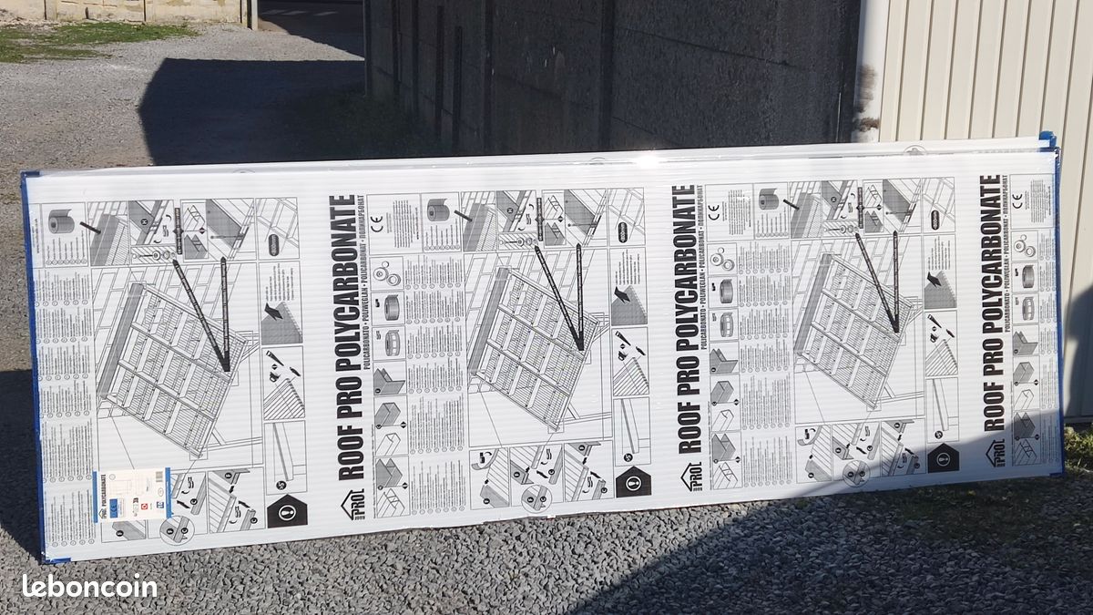 Polycarbonate toit 300 x 100 x 16 deux pièces + baguettes 3x (image 3)