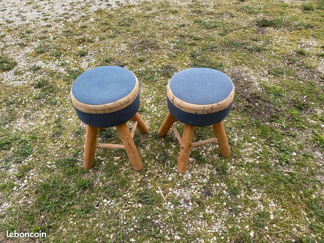 Tabouret pouf en bois (image 1)
