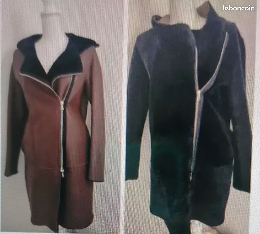 Manteau Mixte Marron Et Noir Sandro Taille 36 S - Occasion Très Bon état