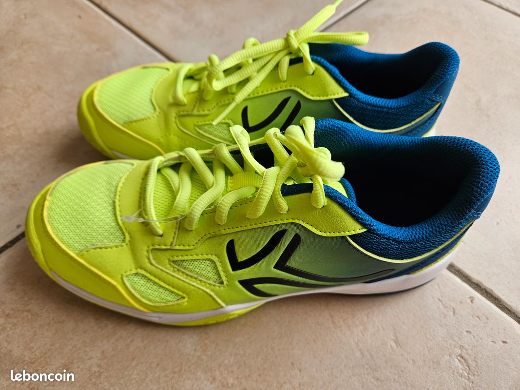 Chaussures de Tennis enfant Artengo TS560 JR jaune fluo, taille 39