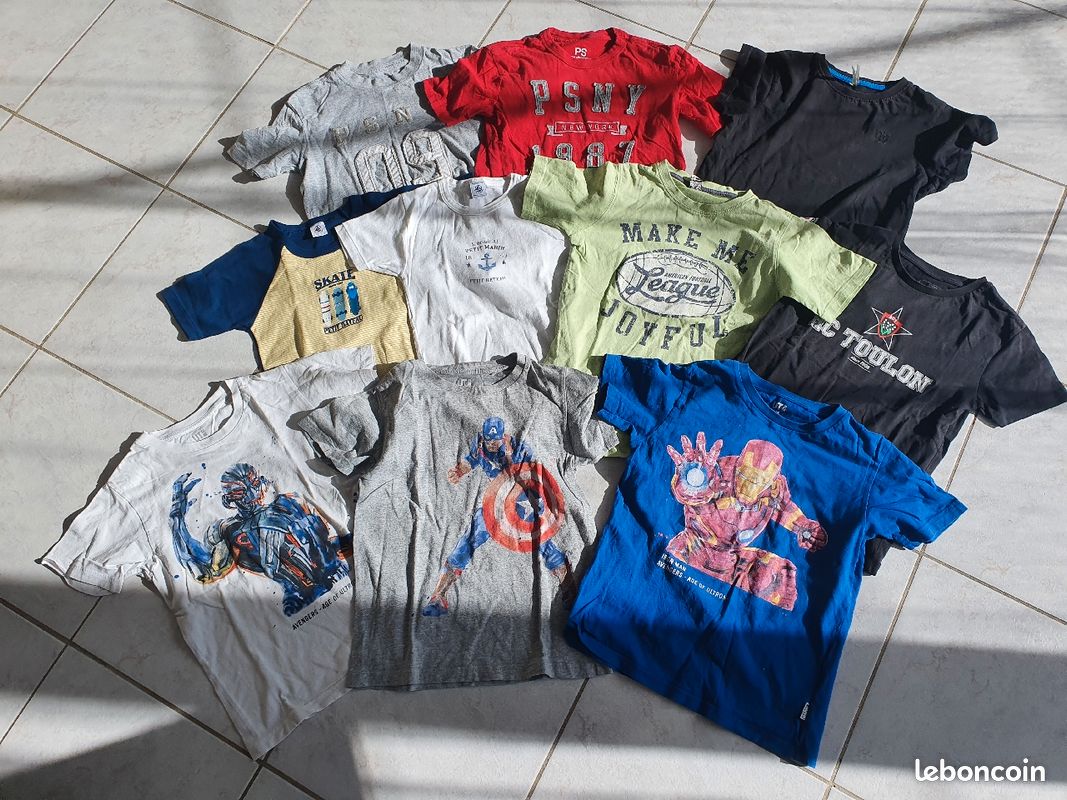 Lot 10 tee shirt 7/8 ans (image 1)