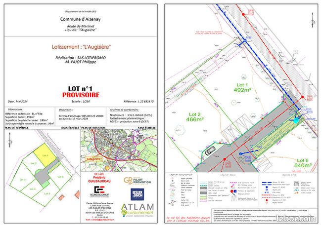 Terrain 492 m² AIZENAY