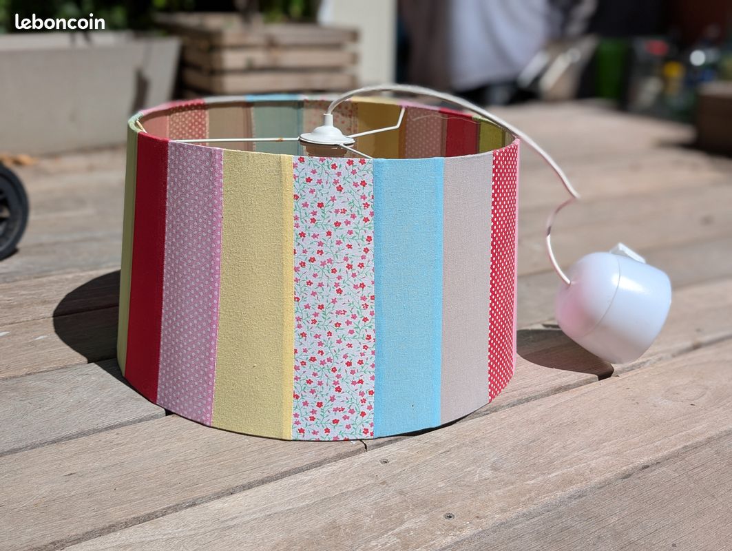 Suspension / abat-jour en tissu multicolore – Bon état (image 3)