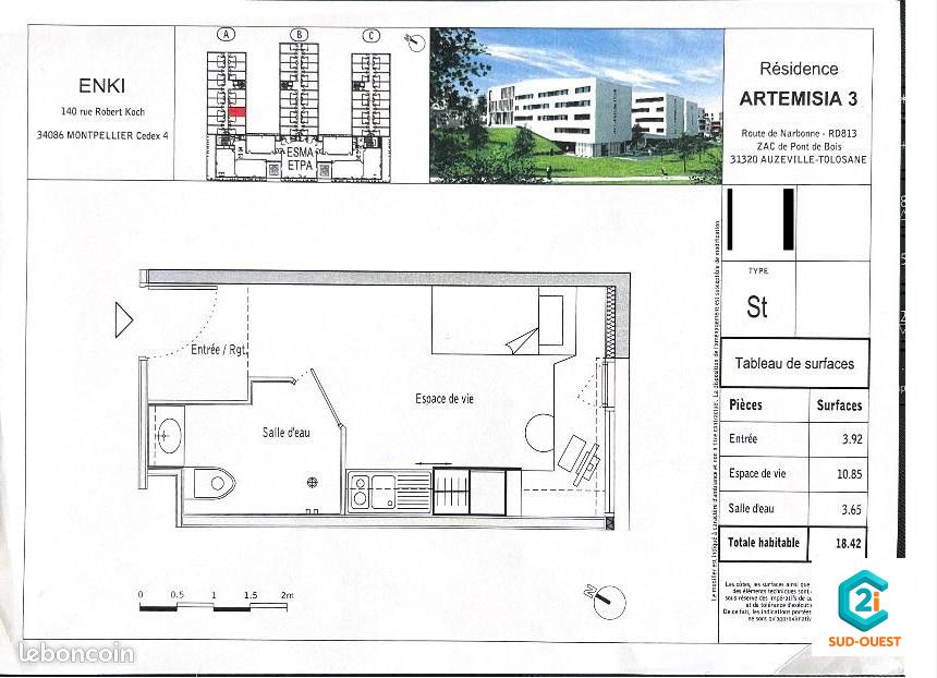Studio 1 pièce 18 m² (image 5)