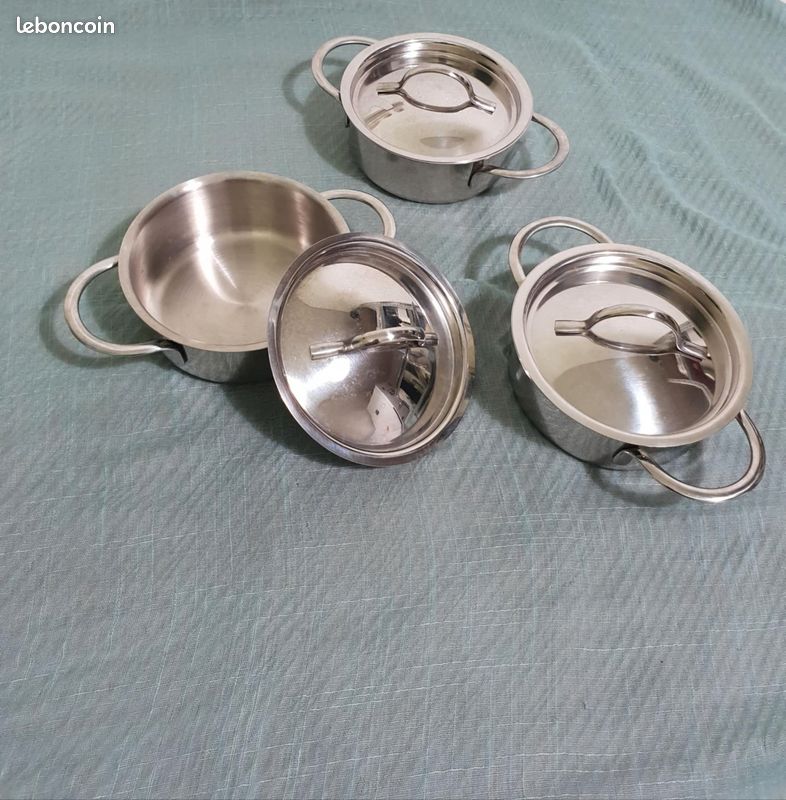 3 mini marmites et 4 coupelles inox (image 4)
