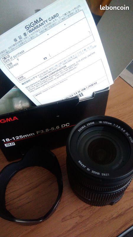 Sigma 18-125 F3.8-5.6 DS HSM monture Pentax (occasion RARE 