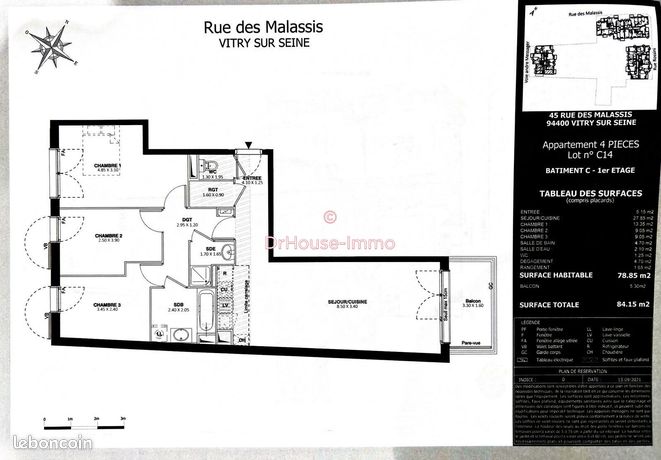 Appartement 4 pièces 79 m²