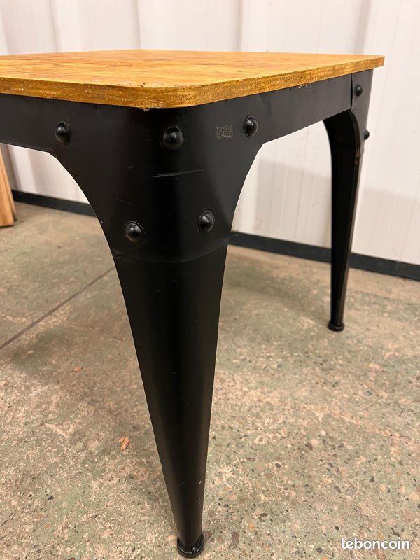 Jolie table basse industrielle effet vintage rivet indus bois & metal stable (image 7)