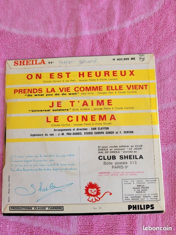 Sheila le cinéma 45 T (image 2)