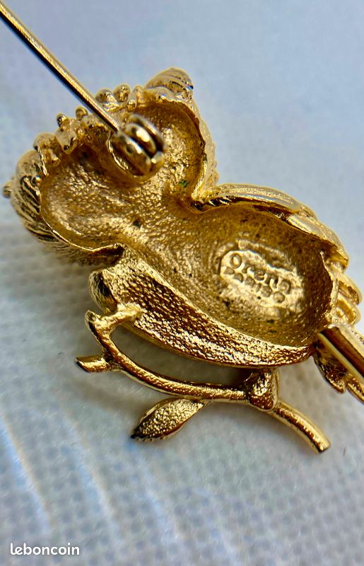 pendentif avec chaîne hibou métal doré pierre & strass