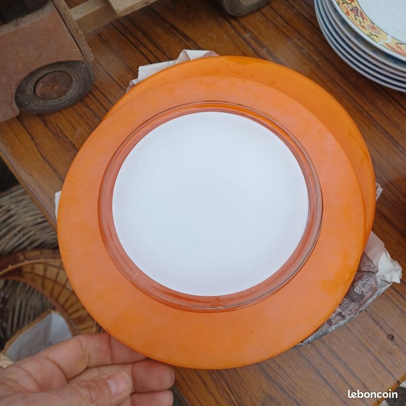 Assiettes faience orange vintage italy - Arts de la table