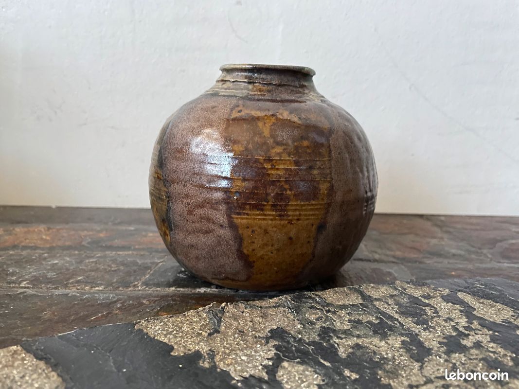 Vase boule vintage céramique grès émaillé (image 2)