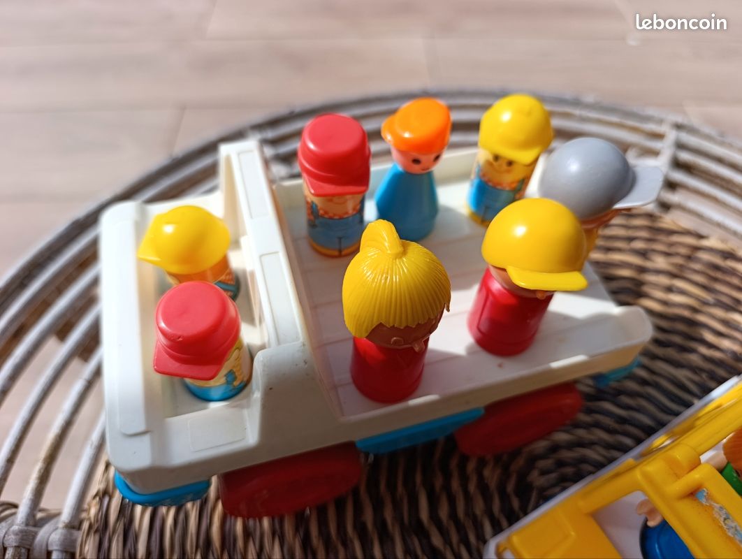 Lot véhicules bus scolaire et voiture chantier enfants jeux vintage années 80 Chicco spectra (image 4)