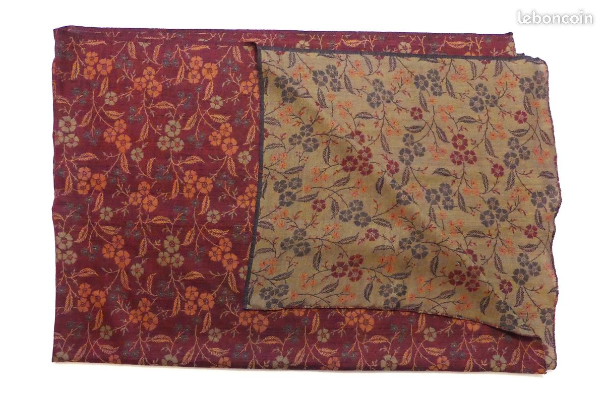 Écharpe Bi-Face Tissée ÉTOLE - Couleurs Bordeaux Et Kaki - Très Bon État - Occasion