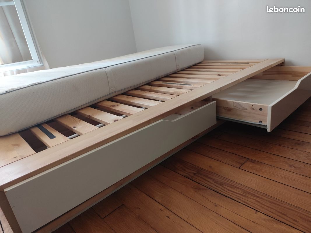 Structure de lit, sommier et matelas 140 X 200 Ikea (image 1)
